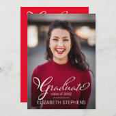 Faire-part Simple Classy Script Graduate Photo Party Grad Un (Devant / Derrière)
