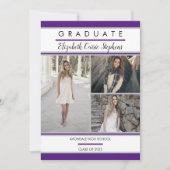 Faire-part Simple Classy Trois Photo Purple Graduation (Devant)