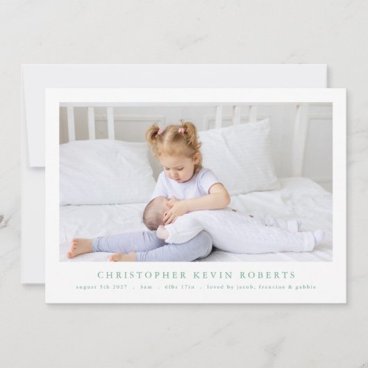 Faire-part simple collage photo minimal moderne naissance béb (Devant)