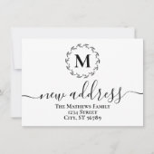 Faire-part Simple Couronne Botanique Monogramme Nouvelle Adre (Devant)