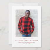 Faire-part simple de graduation de photo rouge (Devant)