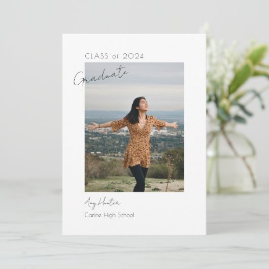 Faire-part simple de graduation de texte photo per (Debout devant)