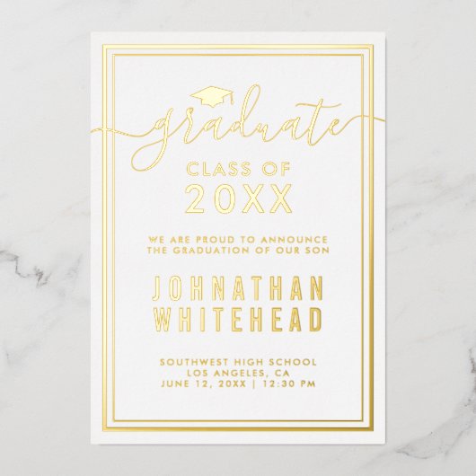 Faire-part simple de graduation Foil Invitation (Recto)