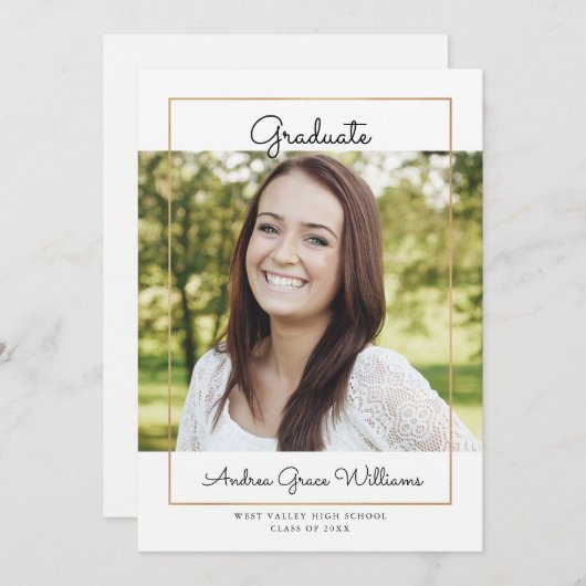 Faire-part simple de graduation moderne (Devant / Derrière)