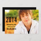 Faire-part simple de graduation noire (Devant / Derrière)