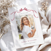 Faire-part Simple Deep Blush Ribbon Bow Graduation 