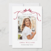 Faire-part Simple Deep Blush Ribbon Bow Graduation  (Devant)