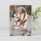 Faire-part Simple Design Gris Photo Collage Graduation (Debout devant)