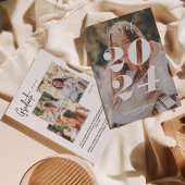 Faire-part Simple Design Gris Photo Collage Graduation