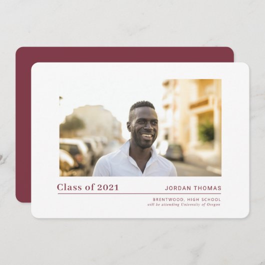 Faire-part simple d'études secondaires (Devant / Derrière)