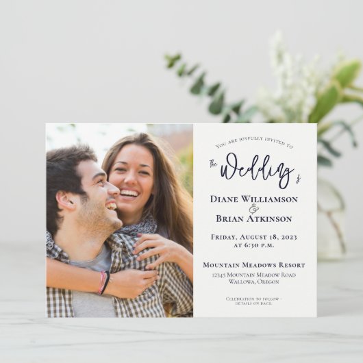 Faire-part Simple Deux Photos 2ème Mariage Tout En Un Mariage (Debout devant)