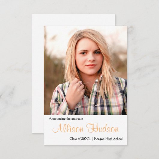 Faire-part simple d'obtention de photos - 3x5Gradu (Devant / Derrière)