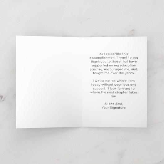 Faire-part simple d'obtention du diplôme (Couchage intérieur)