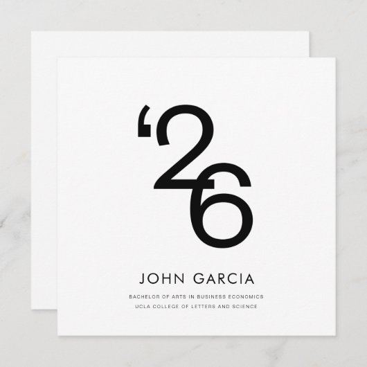 Faire-part simple d'obtention du diplôme (Devant / Derrière)