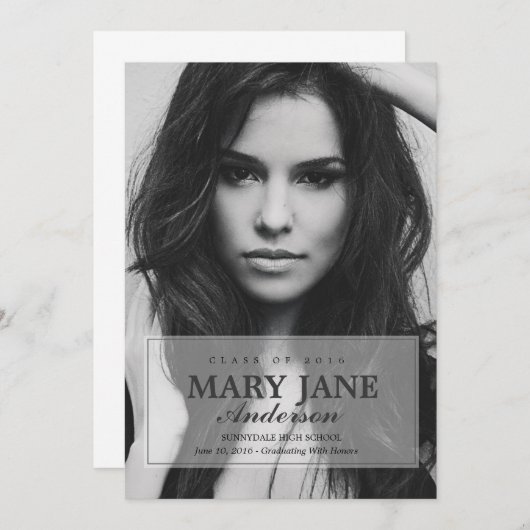 Faire-part simple d'obtention du diplôme | DIPLÔME (Devant / Derrière)