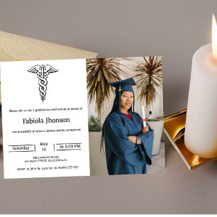 Faire-part Simple école photo de médecine diplôme de l'année