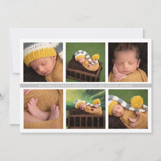 Faire-part Simple Élégant Croix Grise et Blanche pour Collage (Dos)