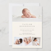 Faire-part Simple Elegant Genre Neutre Photo Collage Naissanc (Devant)