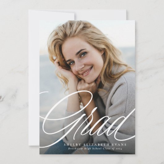 Faire-part Simple élégant script grad un diplôme de photo (Devant)