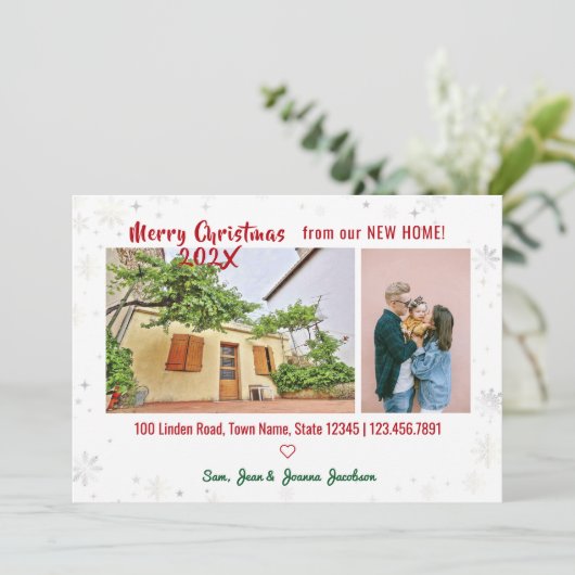 Faire-part Simple Elegant We've Moved for Christmas Photos (Debout devant)