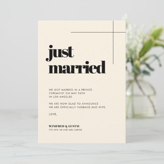 Faire-part Simple élégante et chic Crème Juste mariée (Debout devant)