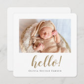 Faire-part Simple élégante moderne or personnalisé fille garç (Devant / Derrière)