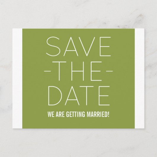 Faire-part Simple Enregistrer la carte postale Date, Olive Gr (Devant)