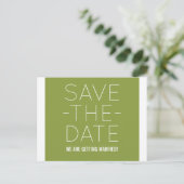 Faire-part Simple Enregistrer la carte postale Date, Olive Gr (Debout devant)