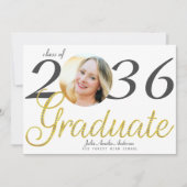 Faire-part Simple Gold Script Mode One Photo Graduation (Devant)