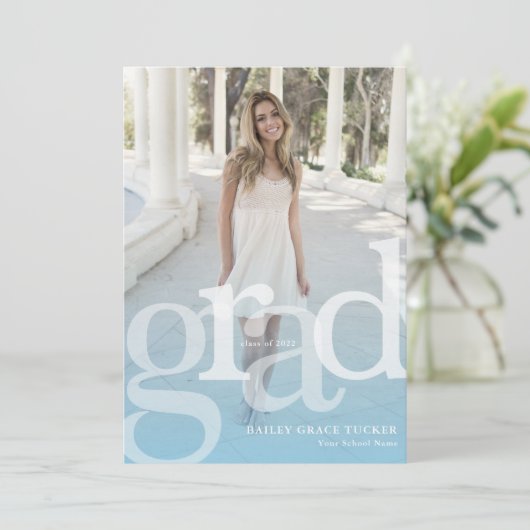 Faire-part Simple GRAD Bleu clair Superposition N'IMPORTE QUE (Debout devant)