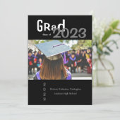 Faire-part Simple GRAD Nom photo Année Diplôme (Debout devant)