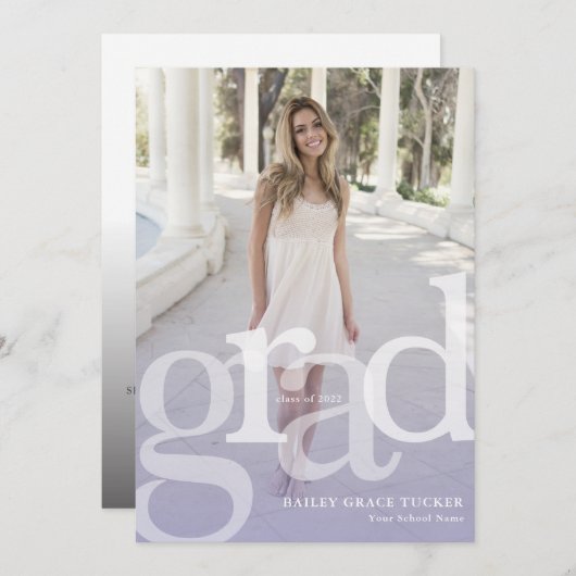 Faire-part Simple GRAD Purple Superposition N'IMPORTE QUELLE  (Devant / Derrière)