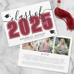 Faire-part Simple Graduate Photo Collage Red Graduation