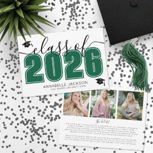 Faire-part Simple Graduate Photo Collage Vert Graduation