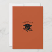 Faire-part Simple Graduation Photo White Script sur Orange (Dos)