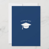 Faire-part Simple Graduation Photo White Script sur Royal Blu (Dos)