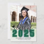 Faire-part Simple Green Script Graduate Photo Graduate (Devant)