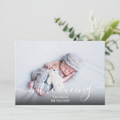 Faire-part Simple introduction Script Boy Blue Photo Naissanc (Debout devant)