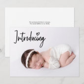 Faire-part Simple Introduire Baby Girl Photo moderne Nouveau- (Devant / Derrière)