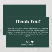 Faire-part Simple mariage de script vert émeraude merci (Devant / Derrière)