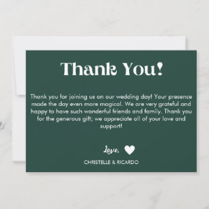 Faire-part Simple mariage de script vert émeraude merci
