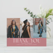 Faire-part Simple Merci Rose Clair Grad Multi Photo (Debout devant)