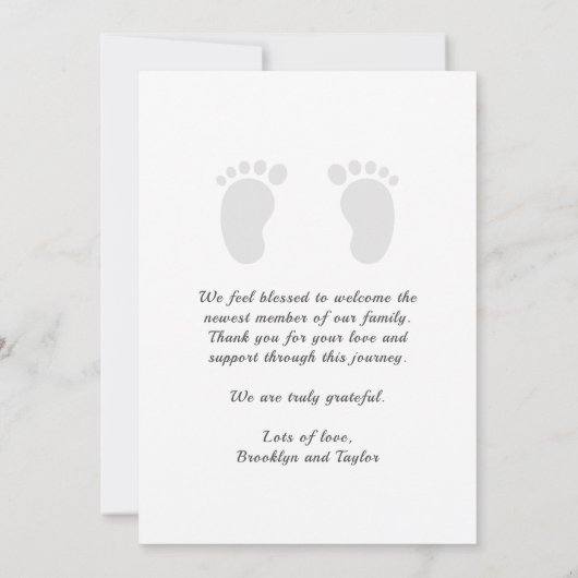 Faire-part Simple mignon photo personnalisée Nouveau-né Bonjo (Dos)