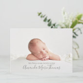 Faire-part Simple mignonne Whimsical Floral Photo Fille Rose (Debout devant)