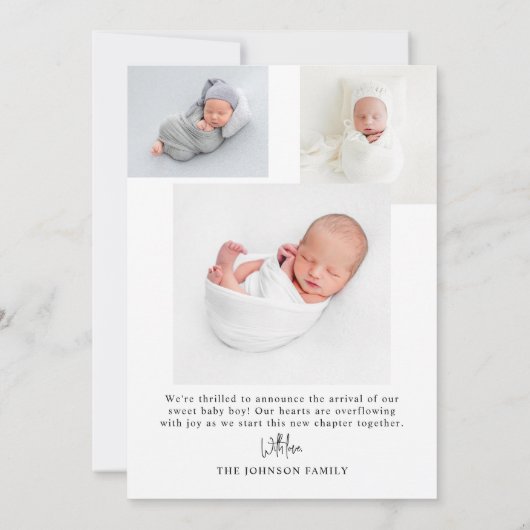 Faire-part Simple minimal moderne Arc bébé photo naissance (Dos)