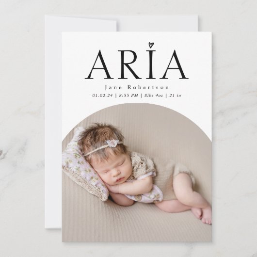 Faire-part Simple minimal moderne Arc bébé photo naissance (Devant)