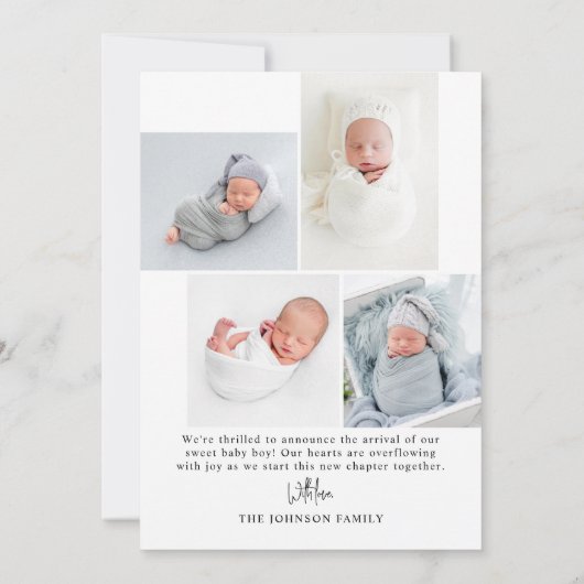 Faire-part Simple minimal moderne Arc bébé photo naissance (Dos)