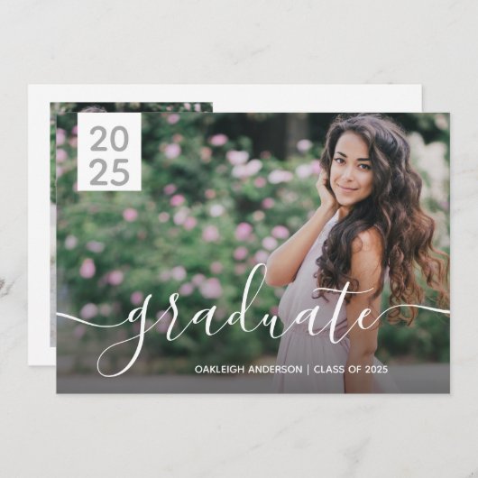 Faire-part Simple Modern 2 Photo Graduation (Devant / Derrière)