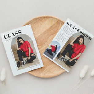 Faire-part Simple Modern Arch Two Photo Graduation