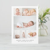 Faire-part Simple Modern Baby Photo Collage Statistiques de n (Debout devant)